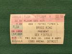 Original Vintage Sex Pistols Filthy Lucre Tour Ticket Stub 8/16/96  COBO Detroit