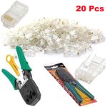 Crimping Tool + Connectors Network LAN RJ45 Cat 5e Cat 6 Ethernet Cable Stripper