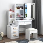 Dressing Table With Drawers Mirror Stool Set Makeup Desk Vanity Table Bedroom