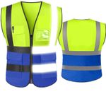 HI VIS VIZ VEST HIGH VISIBILITY WORK WAISTCOAT WITH PHONE & ID POCKETS YELLOW