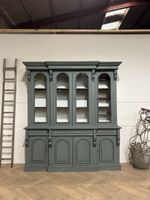 Large Vintage Bookcase / Breakfront Bookcase / Painted French Bookcase