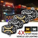4x FULL LED SPOT LIGHT WITH AMBER WHITE DRL 12V 24V Jumbo Oval TRUCK VAN SPIDER