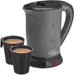0.5LITRE DUAL VOLTAGE SMALL ELECTRIC TRAVEL KETTLE + 2 CUPS IN black COLOUR NEW