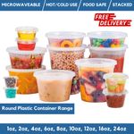 Round Food Containers Clear Plastic Tubs With Lids Plastic Deli & Sauce Pots 