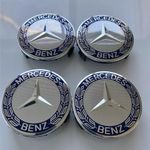 SET OF 4 Mercede s Benz 75MM Classic Dark Blue Wheel Rim Cover HubCaps Emblem