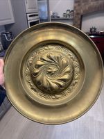 Antique Arts & Crafts Brass Charger Alms Plate