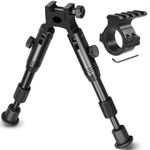 6 Inches Tactical Rifle Bipod Adjustable Spring Return 20mm Rail Adapter Mount