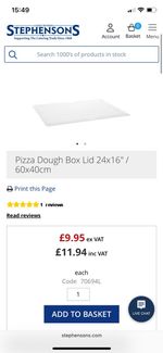 Pizza Dough Tray Lid Compatible with 600x400mm Trays Non-Stick Food Grade