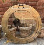 20" Large Porthole Glass Brass Antique Finish Nautical Wall Décor Port Hole Gift