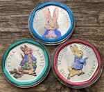 Peter Rabbit 50p Coin Set x3 — 2016, 2017 & 2018 Royal Mint | Full Colour Custom