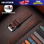 Quality Crazy Horse Cowhide Watch Strap Quick Release Genuine Leather Band 14-24