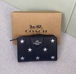 Medium Corner Zip Wallet With Star Print CW530 Black