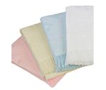BABYPOWERS LARGE BABY SHAWL BLANKET 122X122CM WHITE CREAM PINK BLUE STAR DESIGN