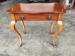 Antique small serpentine cabriole legs drawer table desk