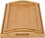Bamboo Serving Trays - Set of 3 | Wooden Platters | Raised Edges & Lightweight