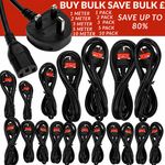POWER CORD UK PLUG TO IEC CABLE (PC MAINS KETTLE LEAD) C13 1M/2M/3M/5M/10M LOT