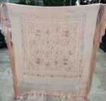 Antique Chinese Hand Embroidery Piano Shawl light Orange 143 X 143 Fringe 50 Cm