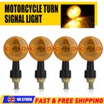 UK 4x Aluminum Motorcycle Indicators Motorbike Turn Signal Lights Bullet Bulb