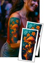 Cyber Mushroom Temporary Tattoo Sleeve – Stylish 2-Pack for Arm or Leg