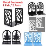 2 Pairs Metal Bookends Book Ends Decorative Heavy Duty Office Stationery