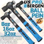 US PRO Ball Pein Hammer Set 3pc Ball PEEN Machinist's TPR Hammers 8oz 16oz 32oz 