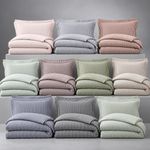 The Linen Yard Hebden Stripe Melange 100% Cotton Reversible Duvet Cover Set