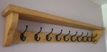 COAT RACK WITH SHELF  Rustic Handmade 10 Black Double Hooks Medium Oak Wax  