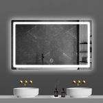 Bathroom LED Mirror w/Demister Dimmable Touch Sensor Illuminated Lights Anti-fog