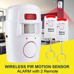 Wireless PIR Motion Sensor Alarm with 2 Remote Control Shed Home Garage Security