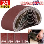 24Pack Sanding Belts 75X533 mm Mixed Grade 60 80 120 Grit Bosch Makita Sander UK