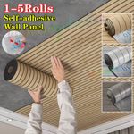 5X 3D Wood Grain Panel Effect Wallpaper Stick Self-Adhesive Wood Slat Wall Panel