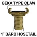 Geka Brass Claw Hosetail,To Fit 1" Hose,Pack 1-10, Professional Garden Watering