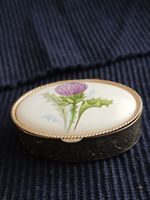 Vintage pill trinket,features a scotish thistle design in a porcelain lid.