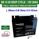 12V 20AH (Replace 17AH, 18AH, 19AH, 21AH,22AH) SB12-20 VRLA AGM/GEL Battery