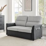 Grey Faux Suede Sofa Bed Pull Out Two Seater - Rhona