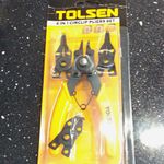 Tolsen 4-in-1 Circlip Pliers Set, 4pc Carbon Steel, Black Finish, Black/Yellow