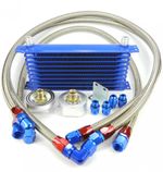 Streetstar Universal Oil Cooler Connector Kit 10 Row D10 Aluminum Adapter Blue
