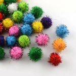 Glitter pom poms, 15mm mixed colour xmas pom poms, craft embellishments, 50pcs