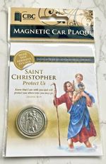 SAINT ST CHRISTOPHER MAGNETIC / SELF ADHESIVE CAR BADGE / PLAQUE / EMBLEM