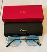Cartier Eyeglasses Rimless, Gold Metal Frame, With Case & Box