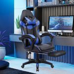 Gaming Chair Leather Racing Office Executive Recliner with Leg Rest Massage