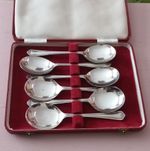 Cased Set of 6 Silver Plated Spoons with Red Fitted Zip Case