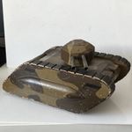 WW1 Trench Art Large Wooden Tank on Wheels Collector Unique Turrent Rotates 360