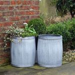 PAIR OF DOLLY TUB GARDEN PLANTERS