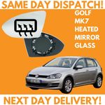 VW Golf MK7 2012-2020 Heated Door Wing Mirror Glass UK Left Passenger Side