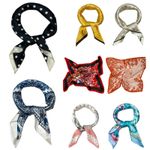 Square Satin silk Scarves Printed Neck Scarf 50s Retro Women Scarf Lightweight
