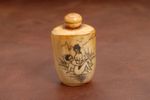 Vintage carved bottle with stopper, applicator perfume snuff erotic scene