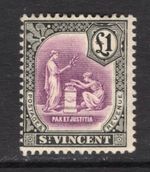 M21419 St Vincent 1913 SG120 - £1 mauve & black