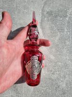 Vintage Laugharne Purple Glass Scent Bottle  Applied Solid Silver Floral Pattern