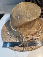 gold sinamay hat by Accessorize